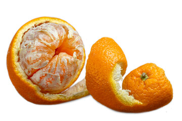 Freshly peeled orange with segments exposed