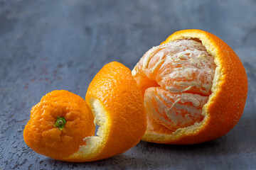 Orange segments on blue texture