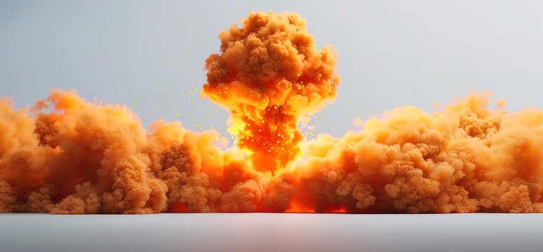 A nuclear explosion with a mushroom cloud rising from the blast site.