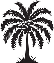 Obraz premium Coconut Tree Black Silhouette Vector, Tropical Palm Clipart & Beach Nature Design