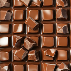 Fototapeta premium Chocolate bar with many pieces of chocolate on it
