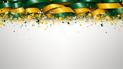 Vibrant festive background with colorful confetti, shimmering stars, and sparkling tinsel