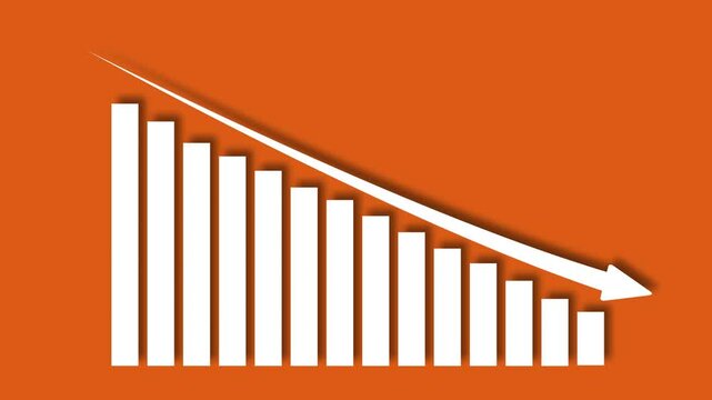 Abstract Business Graph Animation with Arrow Symbols, Decreasing Financial Trend, Business Concept Illustration