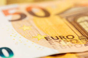 Ein Euro Geldschein im Detail