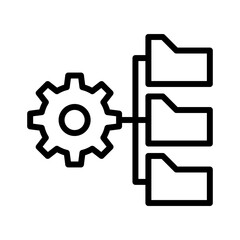 Data management outline icon. Data management icon isolated on white background. Transparent background, minimalist symbol. Vector images