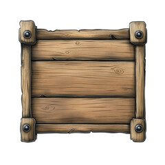 Naklejka premium Wooden signboard, top view isolated on a transparent background, PNG file.
