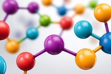 Obraz premium Colorful molecules forming chemical compounds and bonds