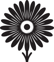 Daisy Flower Black Silhouette Vector, Botanical Clipart & Simple Floral Design