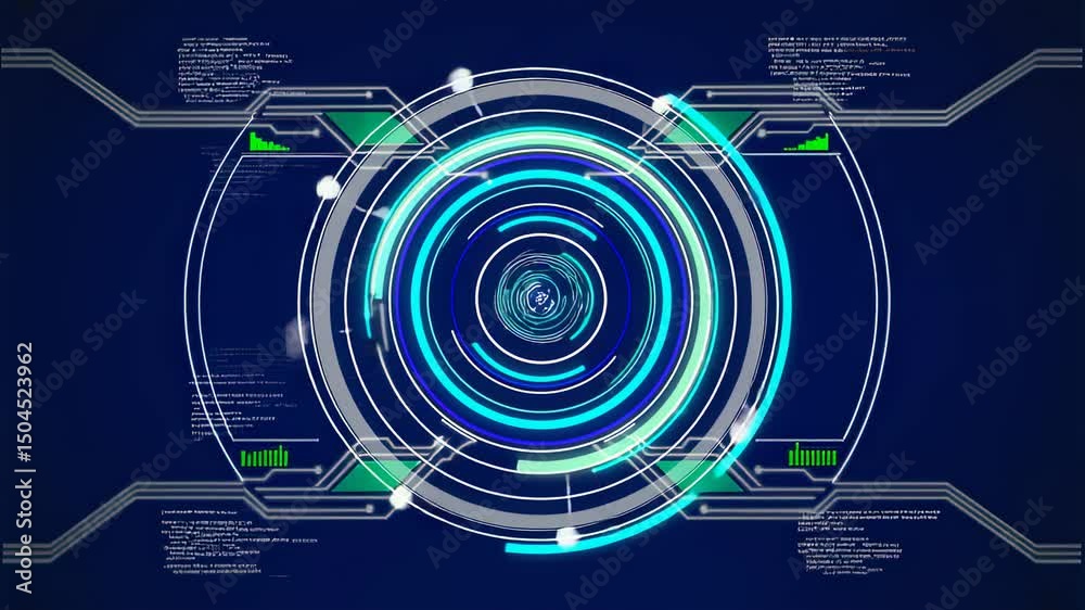 Aufkleber Abstract Tech HUD Animation Rotating Circular Interface