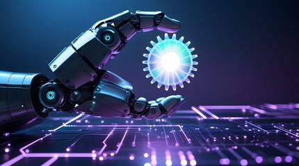 AI-Powered Mechanical Hand Gripping Tech Symbol