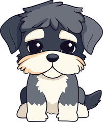 Cute chibi sad schnauzer dog