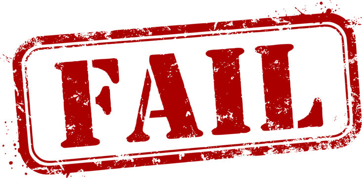 fail red square grunge stamp on white
