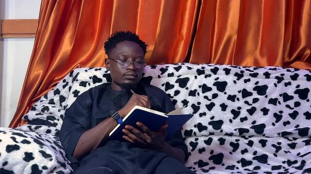 man immersed in a captivating book 