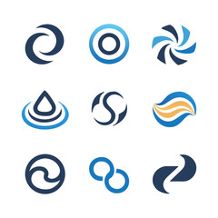 Naklejka premium Abstract Blue Water and Swirl Logo Collection