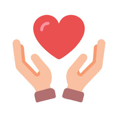 Obraz premium Hands Presenting Heart Icon - Care, Love, and Compassion Symbol