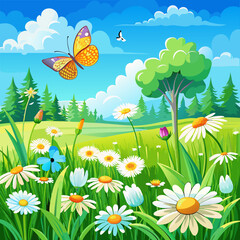 Fototapeta premium summer meadow with flowers