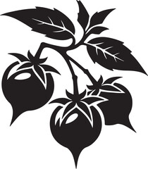 Deadly Nightshade Fruit Black Silhouette Vector, Poisonous Plant Clipart & Gothic Botanical Design