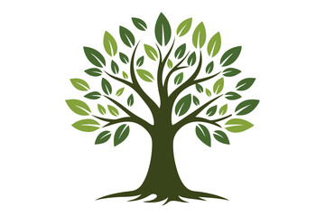 Obraz premium Stylized Tree Illustration with Green Leaves on White Background for Design