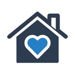 House with Heart Icon - Loving Home and Family Care Symbol