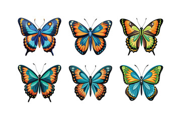 Colorful butterfly pattern vector on white background