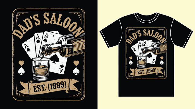 Vintage Retro Saloon Sign Father's Day Shirt Design for Dad Gift