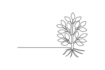 Plant growth process minimalist continuous one line art