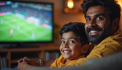 indian parents and kids enjoy football game