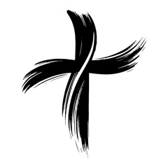 Obraz premium abstract christian cross in bold black and white brush style