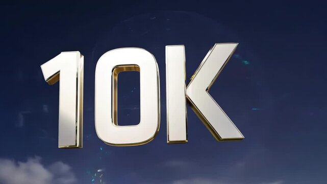 10k celebration with fireworks exploding in night sky