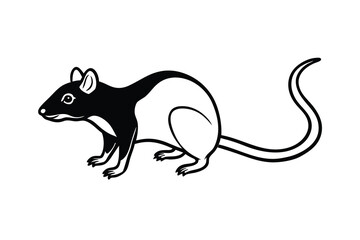 Black and white illustration of a rat rodent animal