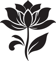 Obraz premium Elegant Flower Black Silhouette Vector, Decorative Floral Clipart & Stylish Botanical Design