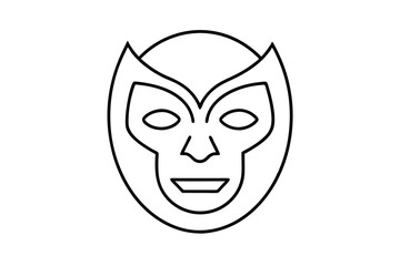 Lucha libre mask outline minimalist design graphic