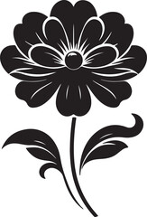 Elegant Flower Black Silhouette Vector, Decorative Floral Clipart & Stylish Botanical Design