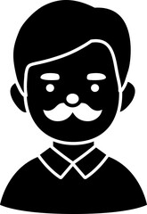 Bearded old man head silhouette stock vector.
Elderly father face isolated.
Middle-aged man silhouette.
Transparent background, SVG file.