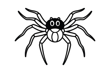 Obraz premium Cute cartoon spider eight legs black white illustration