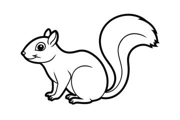 Adorable cartoon squirrel outline coloring page illustration