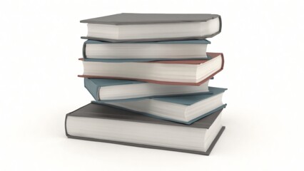 Stack of Colorful Hardback Books on White Background for Education
