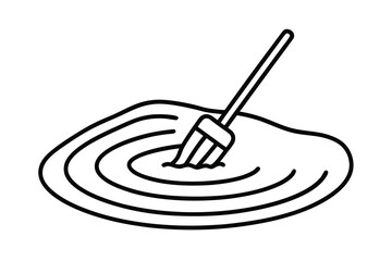 Simple line drawing of a paddle in water creating ripples