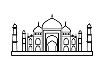 Taj mahal india iconic landmark architectural design outline