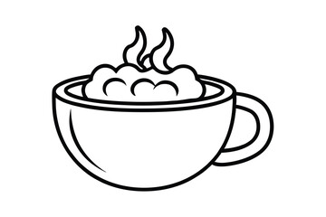 Steaming hot cup of coffee whipped cream beverage