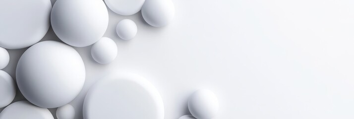 Abstract white spheres pattern on minimalist background