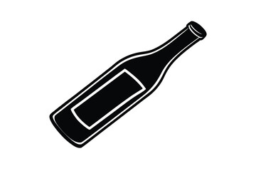 Simple black silhouette of a wine bottle design