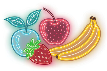 Fototapeta premium fruits and berries neon art