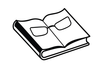 Open book with eyeglasses on top reading glasses literature knowledge