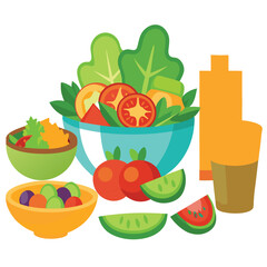 Salad food  set isolated on white background