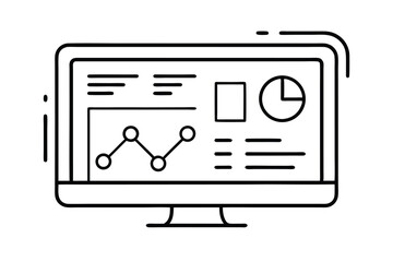 Computer screen displaying business analytics data graphs charts