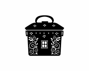 creative Silhouette Compost Bin Vector Illustration