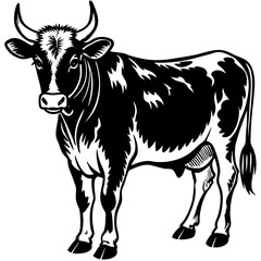 black and white cow