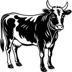 black and white cow