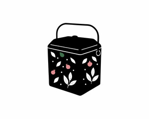 creative Silhouette Compost Bin Vector Illustration